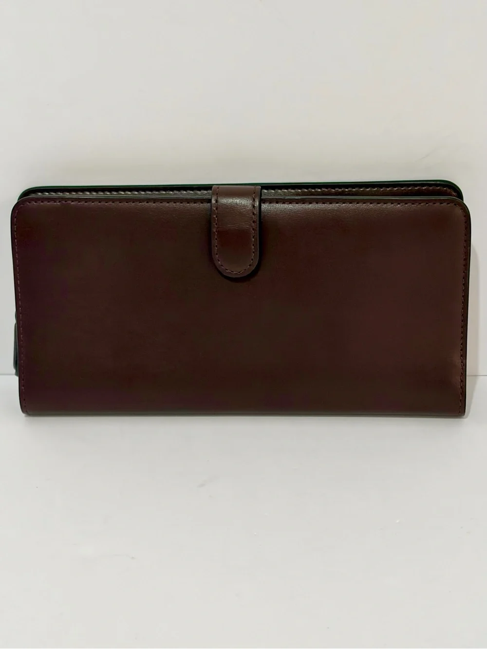 Coach Smooth Leather Skinny Zip Vintage Kiss-lock Wallet in Oxblood/Gold Hardw